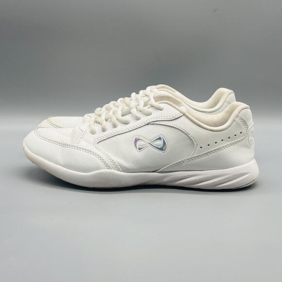Nfinity Shoes Womens 7 White Leather Fearless Cheer Cheerleading Low Top Sneaker - Picture 4 of 10